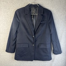 Talbots Women  s Navy Blue Italian Wool Blend Blazer Jacket Size 4, 179