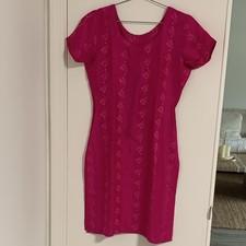 Women  s Pink Embroidered Pakistani Salwar Kameez Silk Satin 3pc Set Size S