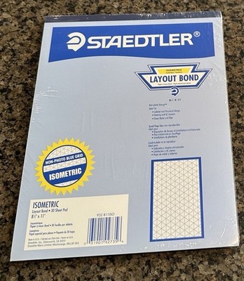 Staedtler Isometric Layout Bond 30 Sheet Pad 8.5x11 Non-photo Blue 932811ISO