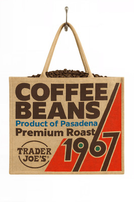 Trader Joe s Coffee Beans Jute Tote Bag  1967 Pasadena Design Reusable Shopper