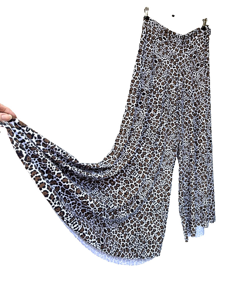 Exotic Athletica Pants XL Leopard Animal Print Palazzo Silky Boho Chic