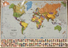 World Map - Laminated 40  Long X 29  Wide - Perfect For Den Or Kids Wall
