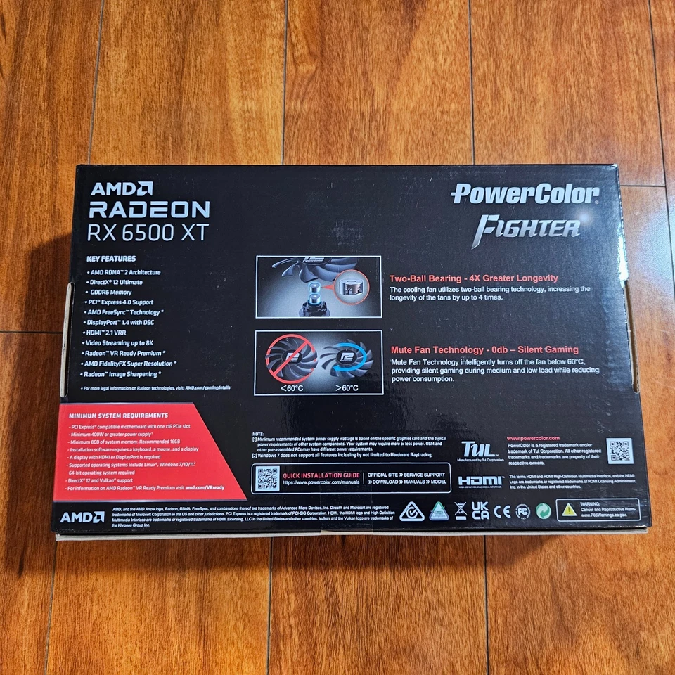 PowerColor Fighter AMD Radeon RX 6500 XT OC 4GB GDDR6 Graphics Card - Image 2 of 3