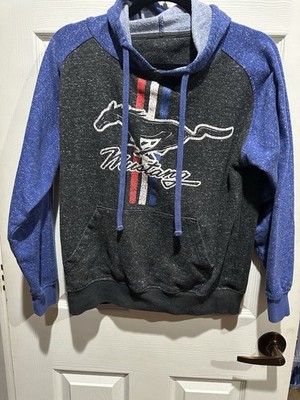 Ford Mustang Hoodie Sweatshirt Small Men Black Blue Muscle Car Pullover Outdoor