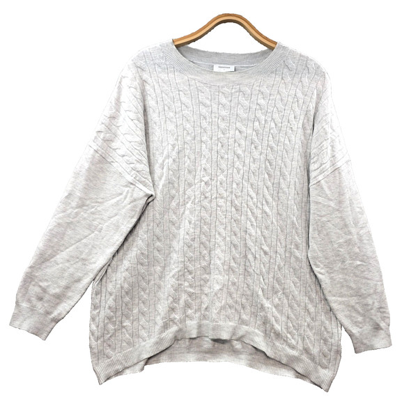 Sussan Jumper Womens Size M Grey Knit 3/4 Sleeve Round Neck