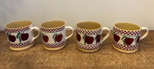 4 Nicholas Mosse Spongeware Pottery Ireland Apple Coffee Mugs  (Lot 2)