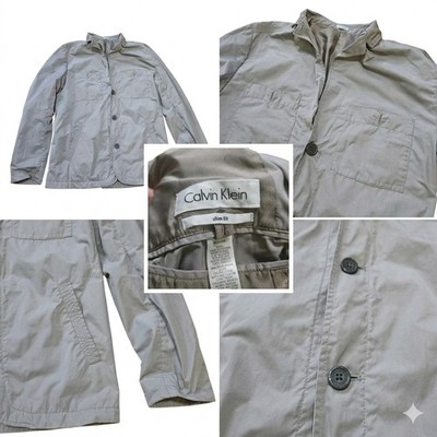 Calvin Klein Men's Slim Fit Field Jacket Grey Lightweight Utility Shirt Jacket S