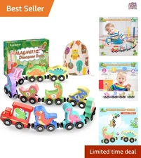 Magnetic Wooden Dinosaur Train Set 11 Pieces Montessori Toddler Educational Toy
