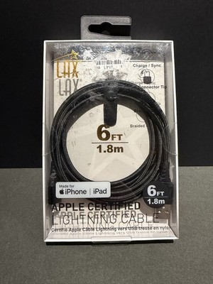 LAX 6  (1.8m) Apple MFi-Certified Lightning Cable (Black, Braided)