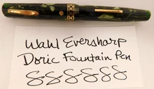 VTG 4.75" Wahl Eversharp Doric Kashmir Pearl Green Marble Fountain Pen 14k nib