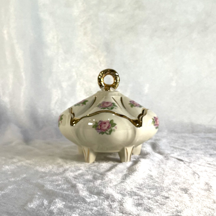 Vintage Porcelain Covered Dish with Roses & Gold Accents - Very Beautiful Dish!