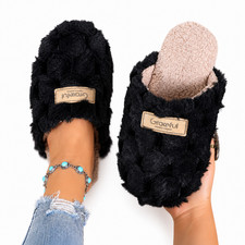 Women s Plaid Cozy Slide Slippers Indoor Casual House Shoes