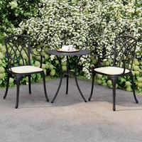 Charles Bentley Furniture 3 Piece Cast Aluminium Bistro Set Table & 2 Arm Chairs