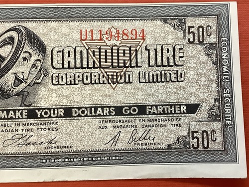 50c Miscut /Variety Cat In Station Note Canadian Tire Money M7 - Afbeelding 4 van 11
