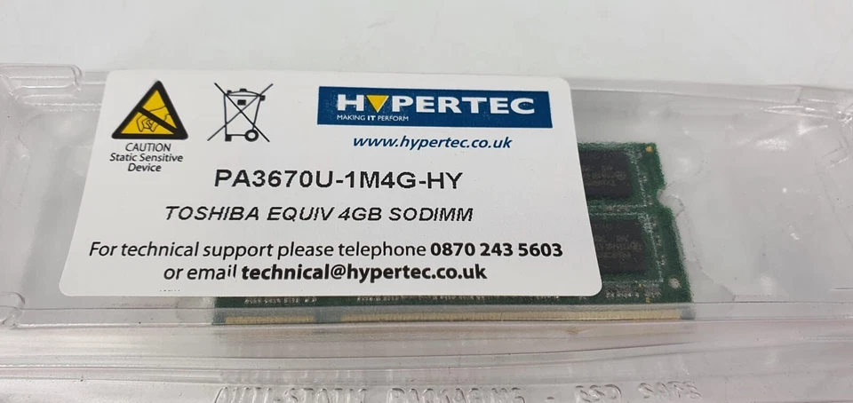 Hypertec Toshiba equivalent 4GB Low Voltage SODIMM PA3670U-1M4G-HY CR046 AA 07 - Image 2 of 4