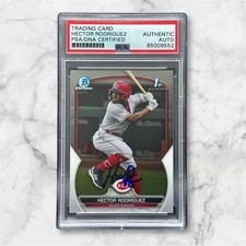 Hector Rodriguez Signed 2023 1st Bowman Chrome Auto PSA/DNA REDS