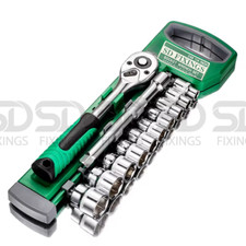 24-Z&auml;hne Ratsche, 1/4" Steckschl&uuml;ssel 12-teilig, 4-13 mm metrisch Antrieb und 4" Verl&auml;ngerung