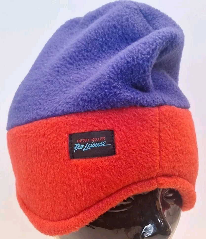 Peter Millar Vintage Pro Leisure Fleece Beanie Sz Medium Red Blue