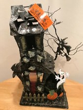HALLOWEEN HAUNTED HOUSE DECORATION NWT LIGHTS WITH FLAMELESS TEALIGHT