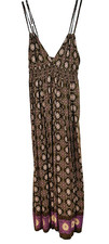 Blush BJ Dress MultiColor Longer Midi Spaghetti Straps Empire Elastic Waist Sz L