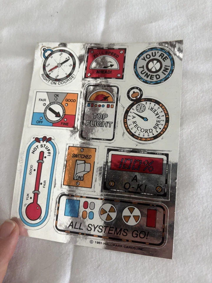 Vintage 1981 Hallmark Cards Silver Foil Encouragement Words Stickers 1 Sheet - Image 4 of 4