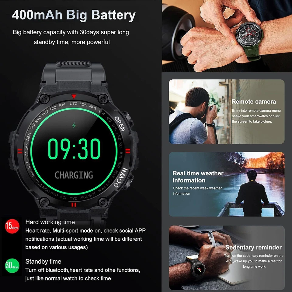 Smartwatch Herren Männer mit Telefonfunktion Gym Sportuhr Armbanduhr Watch Uhr - Bild 3 von 4