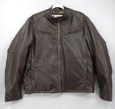 Columbia Mens XL Brown Faux Leather Full Zip Sherpa Lined Heavy Bomber Jacket