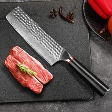 7Inch Nakiri Knife VG10 Damasucs Steel Chef Chopping Knife for Meat Cleaver
