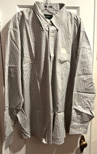 Eddie Bauer Long Sleeve Wrinkle Resistant Button Down Slate Plaid Shirt 3XL NWT