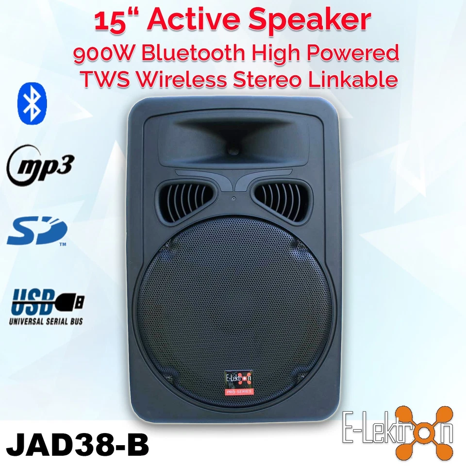 E-Lektron Trinity 822 2600W Bluetooth PA Speaker System 2X12" + 18" Sub Stands - image 2 of 4