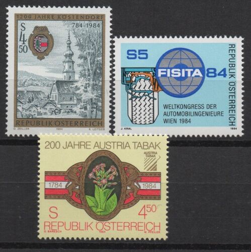 Austria 1984 Sc# 1269-1271 Mint MNH city view arms car wheel cigar tobacco stamp - 第 1/1 張圖片