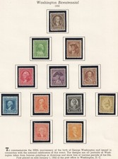 1932 US 704-15 Washington Bicentennial  Set of 12 OG MNH VF page not included