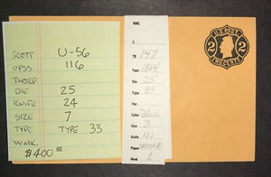 1863-64 US Sc. #U-56 TYPE 33 BLACK ON ORANGE "VERY RARE ENVELOPE"