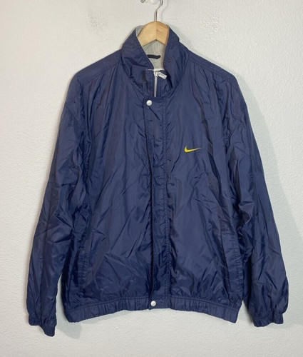 Nike, Vintage 90's Nike Men's Full Zip Windbreaker Jacket Large Distressed Blue