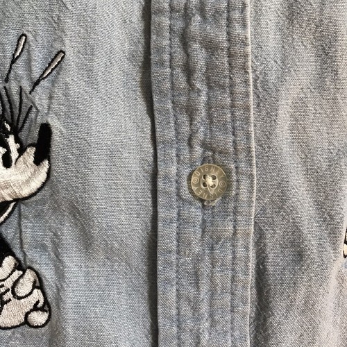 Vintage Mickey & Minnie Mouse Chambray Denim Jean Sleeveless Shirt Disney Medium - Picture 4 of 7
