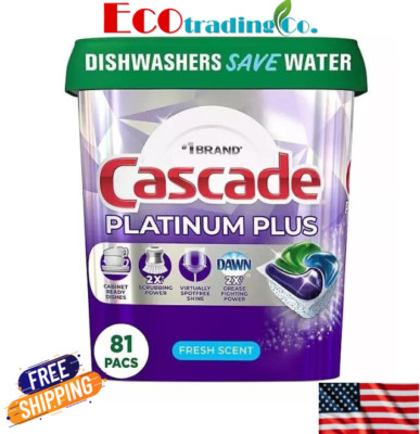 Cascade Platinum Plus ActionPacs Dishwasher Detergent Pacs Fresh Scent (81 ct.)