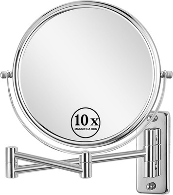 Wall Mounted Makeup Mirror 10X Magnifying Mirror 8'' Two-Sided Swivel Extendable 