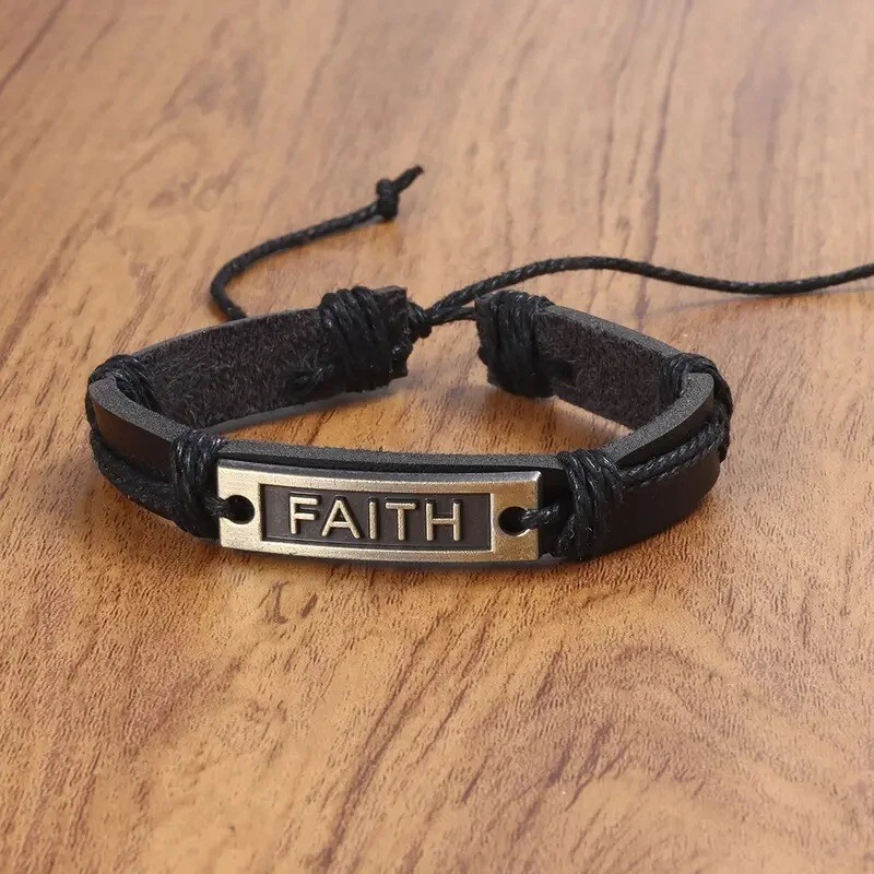 Leather faith shop bracelet
