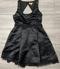 PRINCESS VERA WANG Open Back Beaded Tulle Prom Party Dress Black Size 9 (MJ)