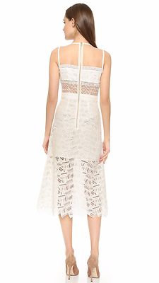 VERONICA BEARD Off White Grace Lace Eyelet Organza Sheer Illusion Midi Dress  6 | eBay