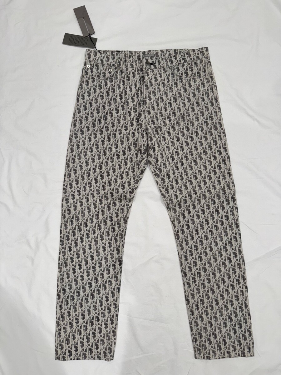 Dior Oblique コットンパンツ　グレー Dior Oblique Monogram Logo Slim 17.5 Jeans Grey Black Denim