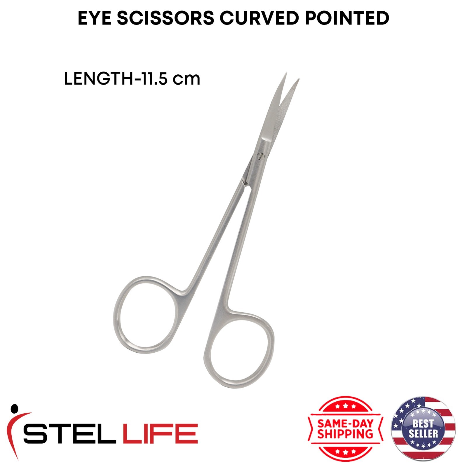 Curved Pointed Eye Scissors 11.5cm Premium Surgical Ophthalmic Tool-image