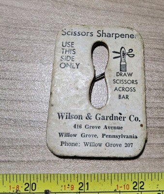 Vtg Wilson & Gardner Co Willow Grover Reading Anthracite Coal Scissors Sharpener