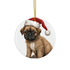 Brussel Griffon Puppy - Ceramic Christmas Ornament - Printed in USA