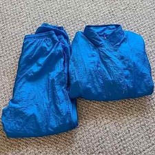 Vtg Westside Connection Nylon Blue L Windbreaker Track Suit Jacket Pants Women