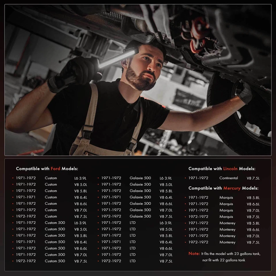 Tanque de combustible de 23 galones para Ford Custom LTD Galaxie 500 Custom 500 Lincoln Mercury Foto 3 de 4