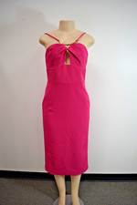 NWT Halston Pink Midi Evening Cocktail Dress Size 4 On Sale nt