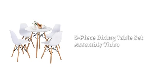 Dining Table Set Modern 5 PCS For 4 Round Dining Room Table Set W/Solid Wood Leg - Video 1 of 1