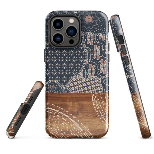 Batik Fabric phone case, Bali inspired Tough Case for iPhone® 12, 13, 14 Max,  - Picture 1 of 3
