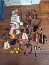 VTG Mixed Lot Toy Model Horse Saddles Plastic, Brochures, Accessories, Weapons